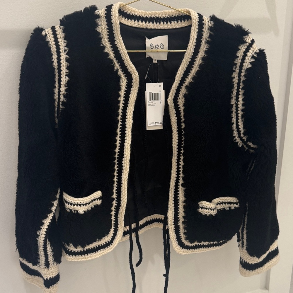 Sea Women's Elegant Black and Cream Teddy Jacket Harper